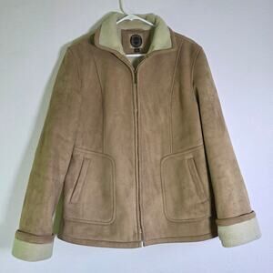 Giacca 5 Star Outerwear Faux Suede Sherpa Aviator Jacket Brown Size L